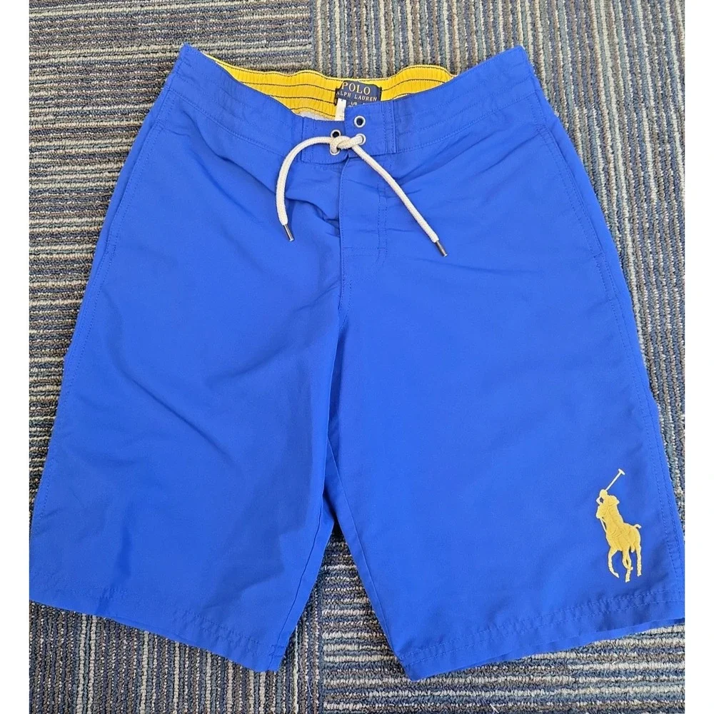 Polo Ralph Lauren Boys Youth Big Pony Swim Trunks L(14-16) Kids Blue Yellow